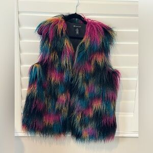 INC International Concepts Multicolor Faux Fur vest